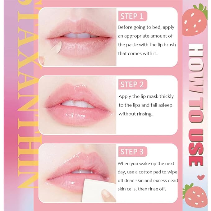 4 PCS Bee Lip Mask Balm Honey Pot, Strawberry & Honey Lip Masks Hydrating Prevention Dry and Cracked Lip Scrubs Exfoliator, Lip Exfoliating Sleeping Lip Mask, Moisturizing Lip Reduces Lip Lines