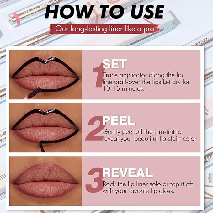 Matte Lip Gloss Stain-Peel Off Lip Liner Tattoo, Brown Lip Tint,Long Lasting Peel Off Lip Stain, Waterproof Transfer-proof Lip Mask Lip Liner Peel Off Lip Gloss,Stayn Lip Makeup. #02