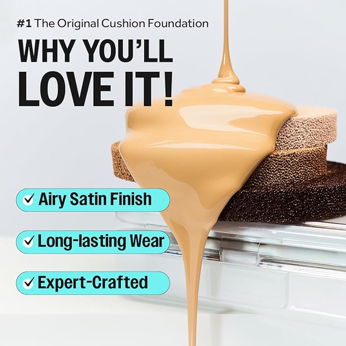 CLIO Kill Cover Founwear Cushion The Original – 20 Shades, Buildable Light to Medium Coverage, Natural Finish, Korean Makeup Foundation, Long-Lasting Skin Fit, 45C DEEP COCOA