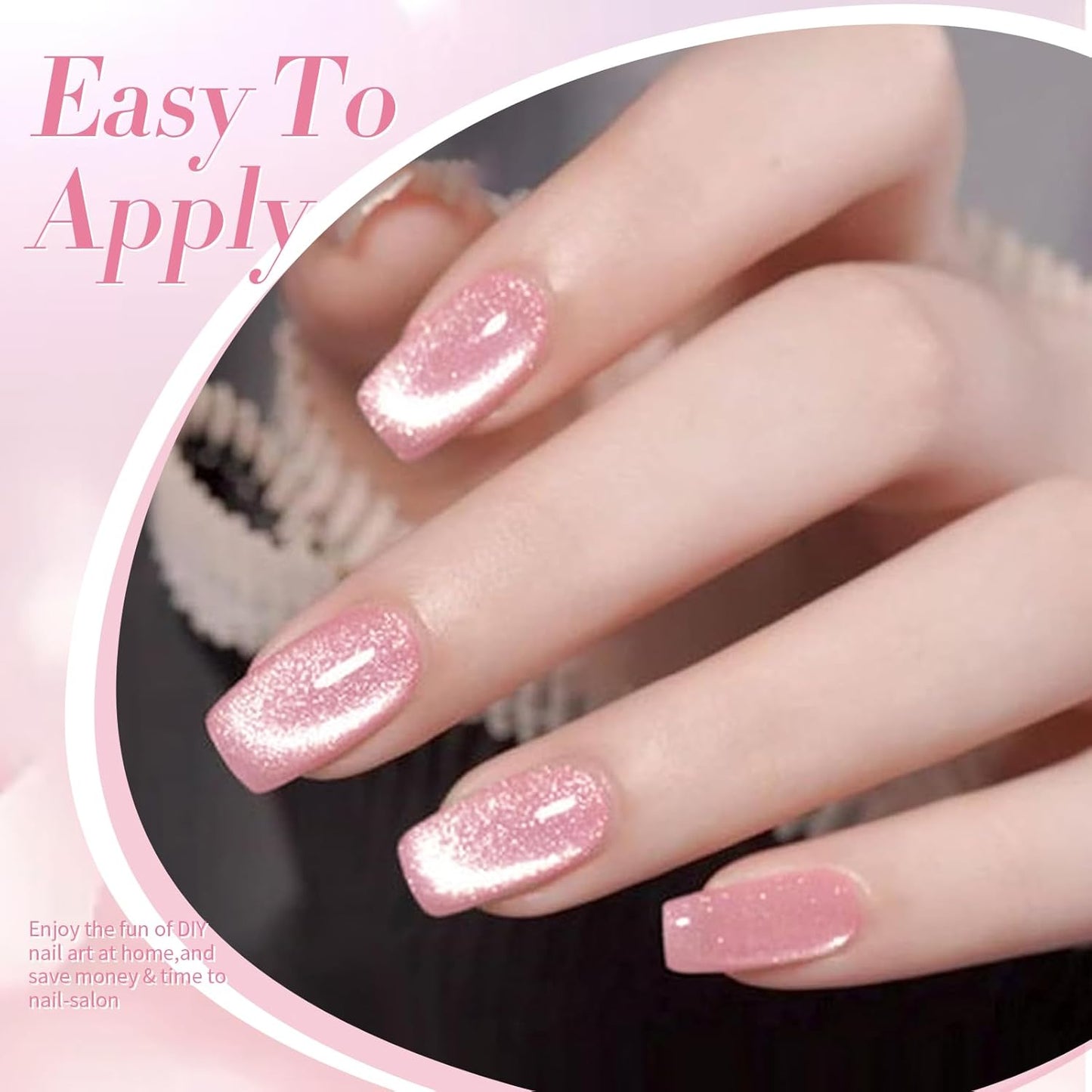 BORN PRETTY Cat Magnetic Eye Gel Nail Polish,Pink Myrtle Glitter Cat Magnetic Gel Nail Polish, Holographic Magnetic Nail Polish for Nail Art Manicure Salon DIY at Home 15ML