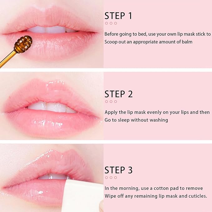 Bee Lip Balm Honey Pot, Strawberry & Honey Moisturizing Propolis Lip Mask, Hydrating & Prevention Dry and Cracked Lip Scrubs Exfoliator, Reduces Lip Lines (Green Yellow Pink)