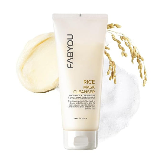 Rice Mask Cleanser 6.76 fl oz - Glow-Boosting & Hydrating Face Wash with Jeju Rice & Natto Gum, Gentle Exfoliating Daily Foam Cleanser, Deep Pore Cleansing, Non-Irritating- Korean Skin Care