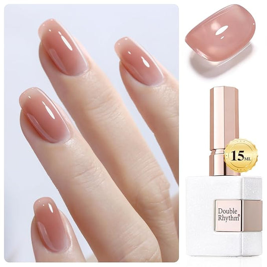 Double Rhythm 0.52Oz Nail Strengthener Rubber Gel Polish Builder in a Bottle for Nail Thickening Extension Hard Structure Glue (Extension Skin Nude)
