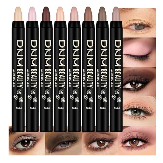 Kaely 8Pcs Cream Eye Shadow Sticks Set, Matte Eyeliner Pencil Eyeshadow Palette Makeup, Eye Highlighter Brightener Stick for Older Women Waterproof Pigmented, sombras para ojos, New-13