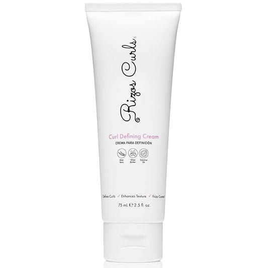 Rizos Curls Travel Curl Defining Cream, Enhance Waves, Curls & Coils, Soft Hold for Weightless Volume, Moisturizing for Frizz-Free Shine with Aloe Vera, Coconut Oil & Shea Butter, 2.5 oz