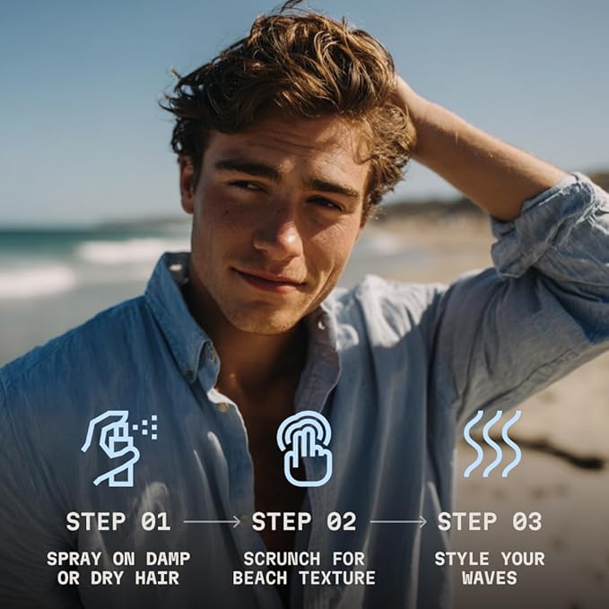 Striking Viking Sea Salt Spray for Men - Strong Hold - 200ml (6.76 Fl Oz) Blue Ocean - Texturizing, Volumizing & Curl Enhancing - Paraben Free - Sea Salt Spray for Hair Women