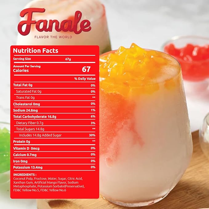 Fanale Coconut Jelly Topping nata de coco for Bubble Tea | Mango Star Jelly Topping for Boba Tea, Smoothies, Slushes, Desserts 400g(Pack Of 1)