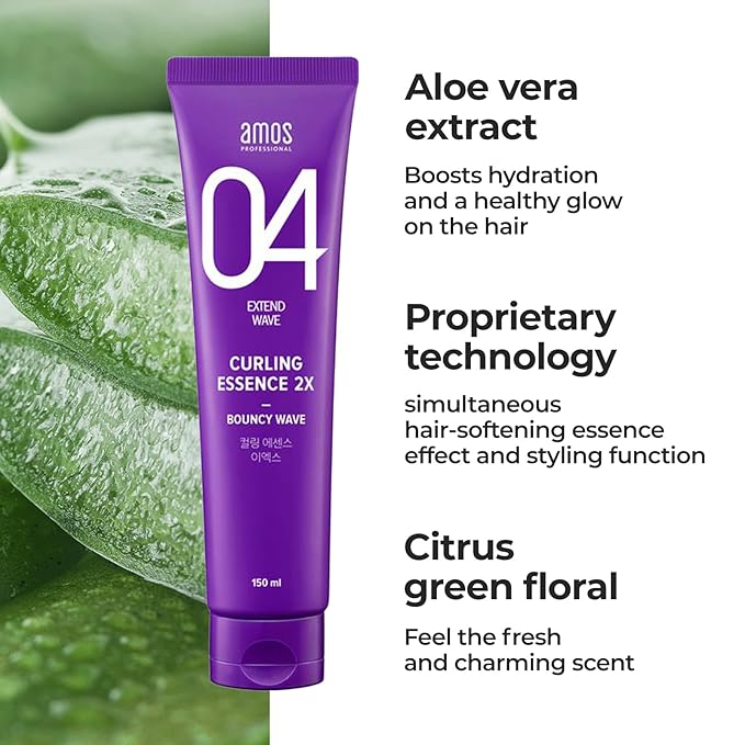 AMOS PROFESSIONAL Curl Defining Cream 5.1oz (150ml) | Hydrating Hair Serum for Moisturized Curls and Healthy Waves | Korean Curl Defining Cream with Citrus Green Floral Fragrance