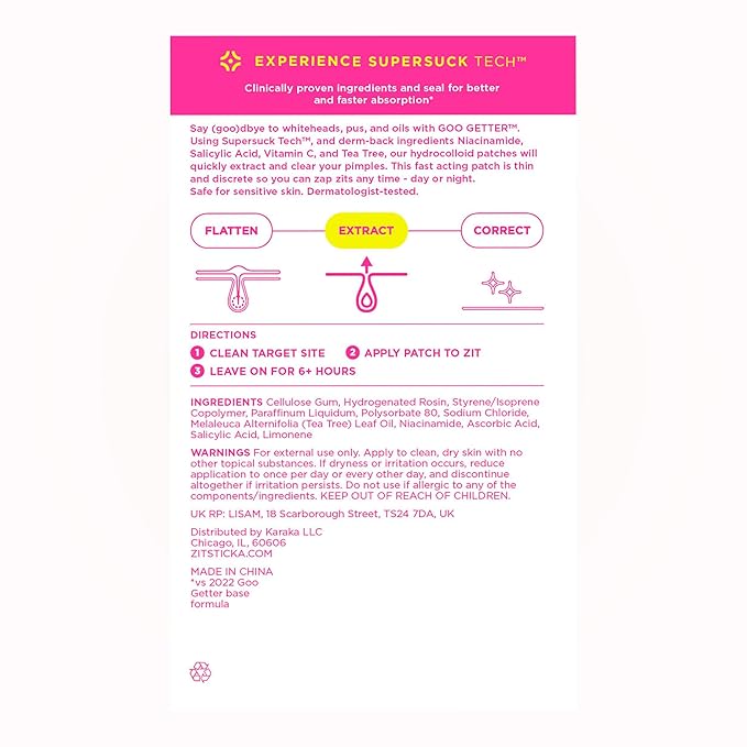 ZitSticka Pimple Patches for Face and Body, Goo Getter Hydrocolloid Patches to Cover Zits & Blemishes, Acne Patches or Zit Spot Stickers, Body Blemish Patch (108 Pack)