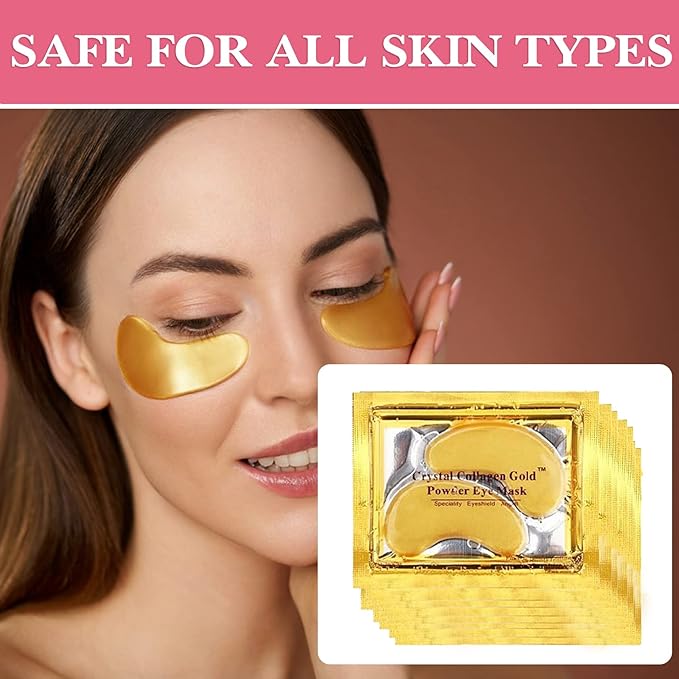 30 Pairs 24K Gold Under Eye Mask,Moisturising Under Eye Patches for Women,Crystal Collagen Eye Gel Pads for Reducing Fine Lines,Puffy Eyes and Dark Circles Under Eye Bags Treatments(Gold)
