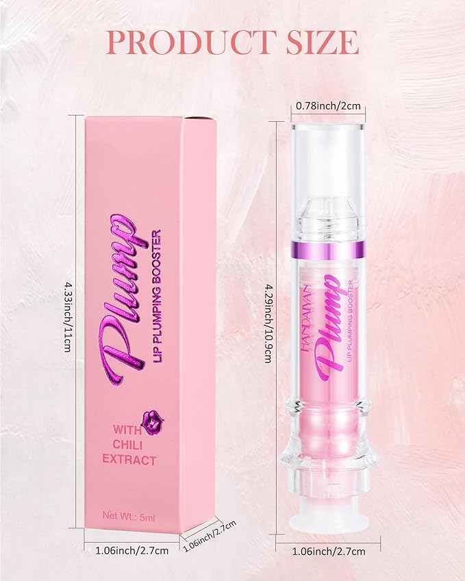 Spicy Lip Plumping Booster,Plumping Lip Oil with Chili Extract,High-Shine Smooth Fuller Lips,Hydrating Pink LIp Goloss Lip Glaze,Plump and Pout Lip Plumper Lipstick,Christmas Makeup Gift for Women-03#