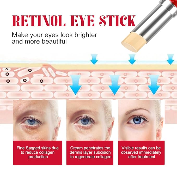 Eye Cream, Retinol Eye Stick, Retinol Eye Cream, Retinol Cream, Retinol Face Cream, Under Eye Cream Anti Aging, Moisturizing Eye Balm Reduces Wrinkles Fine Lines and Dark Circles