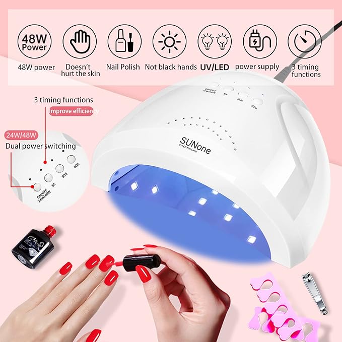 Gel Nail Polish Kit for Women with 6 Colors Extension Poly Nail Gel set, 48W UV Lamp, 12pcs nail polish set with Base Coat and Top coat,Professional Manicure Tool for Home DIY Salon