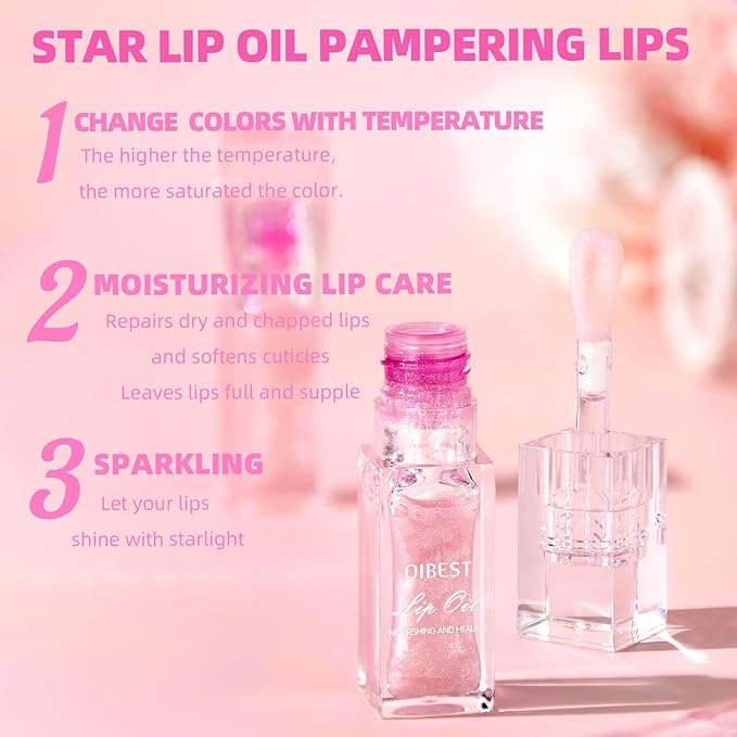 2Pcs Magic Color Changing Moisturizing Lip Glow Oil Plumping Glimmer Glow Lipstick, Hydrating Lip Gloss Lip Balm Transparent Lip Care, Long Lasting Moisturizing Non-sticky Fresh Texture Lip Oil