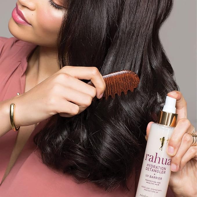 Rahua Hydration Detangler Spray + UV Barrier, 6.5 Fl Oz, Detangling Leave in Hair Care Softens Hair, Smooths Frizz, Supports Breakage & Damage, Conditioning for Brushable Shiny Hair, All Hair Types