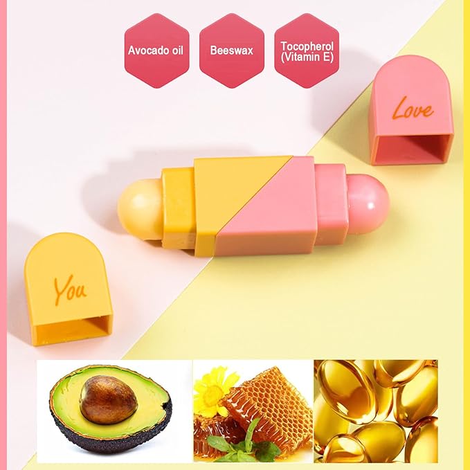 Heart Shaped Dual-use Deformable Lip Balm Stick - Honey, Peach. Repair, Keep Lips Moisturized,red gift box,Gifts