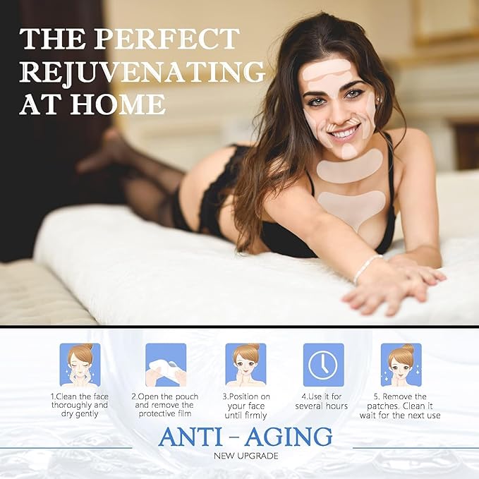 18 Pcs Wrinkle Patches,Reusable Silicone Face, Forehead, Neck & Chest Wrinkle Pads – Anti Aging Overnight Facial Smoothing Pads for Fine Lines, Decollete Care, Skin Rejuvenation