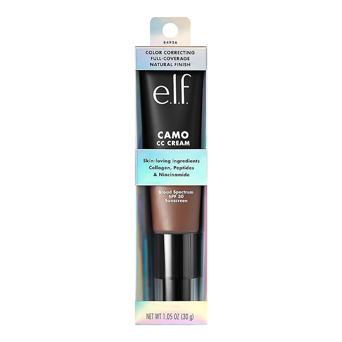 e.l.f. Camo CC Cream, SPF 30 Color-Correcting Medium-To-Full Coverage Face Foundation, Delivers An Airbrushed Finish, Vegan & Cruelty-Free, Deep 560 C