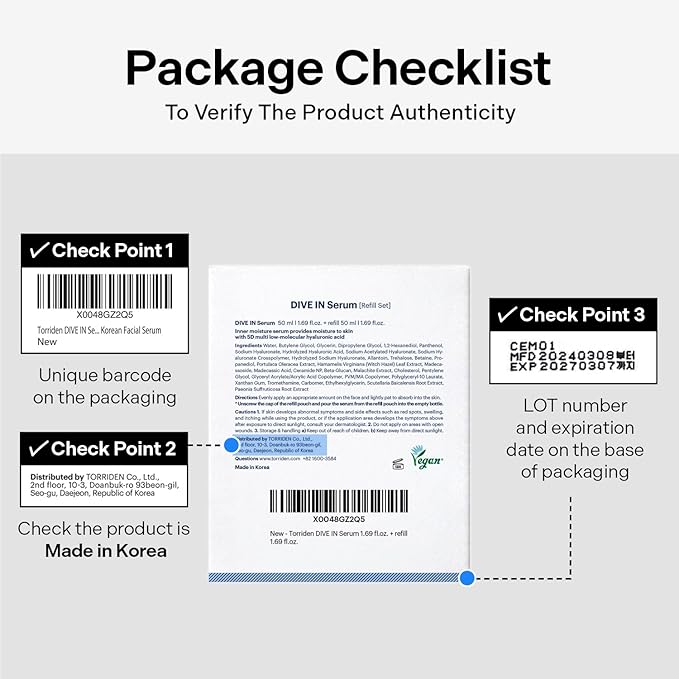 Torriden DIVE IN Serum 1.69 fl oz + refill pouch 1.69 fl oz | Deep Hydration to Get Glow Skin | Hyaluronic Acid, Panthenol, Allantoin | Korean Facial Serum