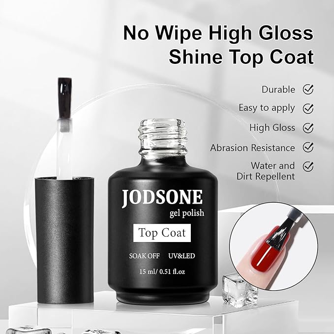 JODSONE 15ML Base Coat Top Coat and Builder Gel 3 PCS Gel Polish for Salon and Home Use