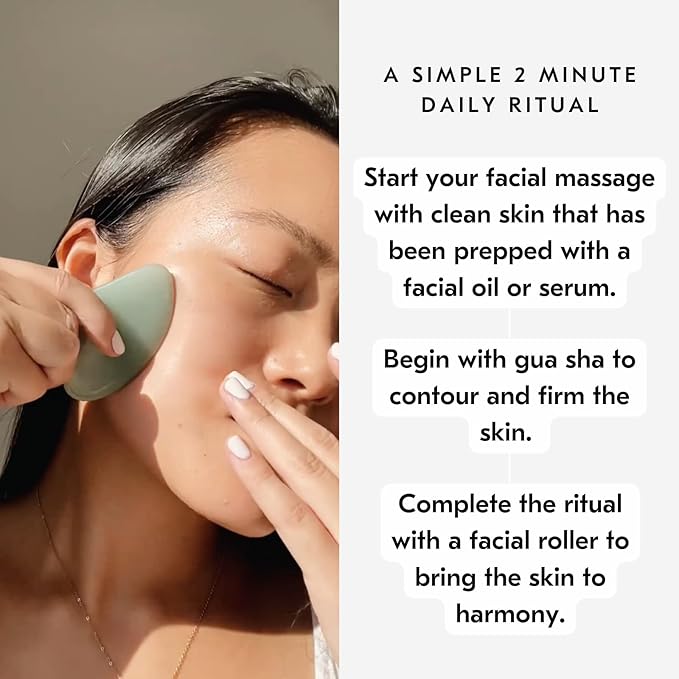 Mount Lai Jade Gua Sha Facial Tools, Jade Roller and Gua Sha Facial Tools Set, Guasha Tool for Face to Relieve Muscle Tension and Reduce Puffiness, Anti Aging Skin Care Sets for Women
