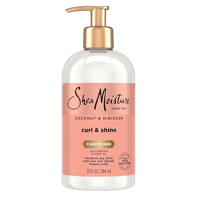 SheaMoisture Curl & Shine Conditioner 4 Count Coconut & Hibiscus, for Thick, Curly Hair to Moisturize & Soften, 13 oz