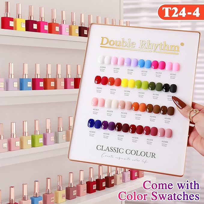Double Rhythm 28Pcs 0.5Oz Gel Nail Polish Set Same Color Same Bottle Soak Off Gel Polish Kit Nail Art Manicure Salon DIY at Home for Women (Red Pink Collection-T24-4)