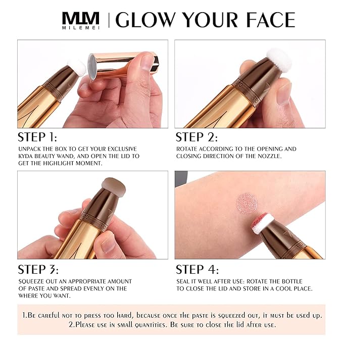 2 Color Contour Beauty Wand, Highlighter ,Face Concealer Contouring with Cushion Applicator Long Lasting & Smooth Matte Finish Liquid Illuminator Makeup Stick (01# Contour&02#Peach Pink)