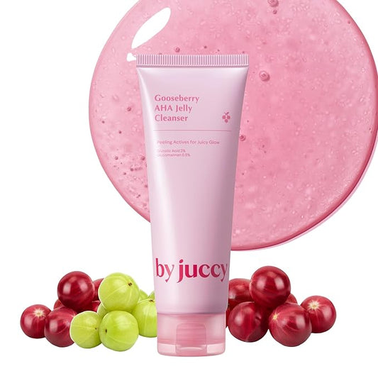 By Juccy Gooseberry AHA Jelly Cleanser | Gentle & Hydrating | Low PH | Glycolic Acid, Indian Gooseberry, Sea Buckthorn | Exfoliates Dead Skin CellsㅣKorean Face Wash | Korean Skin Care | 4.05 Fl.oz