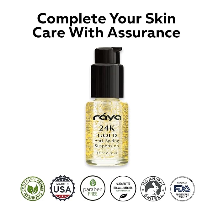 RAYA 24K Gold Anti-Aging Suspension (510) | Anti-Aging Facial Treatment Serum for All Skin Types | Made with Pure 24 Karat Gold | Softens and Helps Reduce Fine Lines and Wrinkles