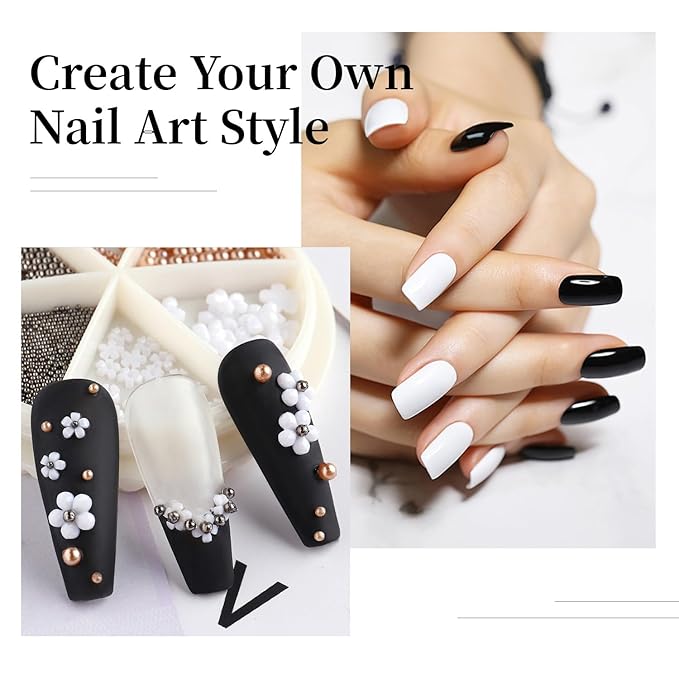 JODSONE 2Pcs Gel Nail Polish Set 10ml Black and White Gel Polish,Soak Off LED U V Nail Gel Manicure All Seasons Gel Polish Nail