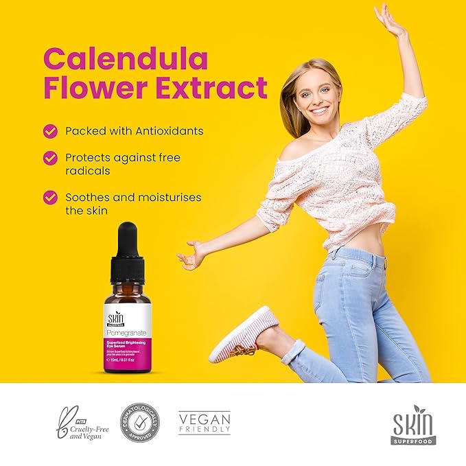 Pomegranate Superfood Brightening Oily Eye Serum 100% Natural and Vegan 0.53 Fl Oz (15ml)