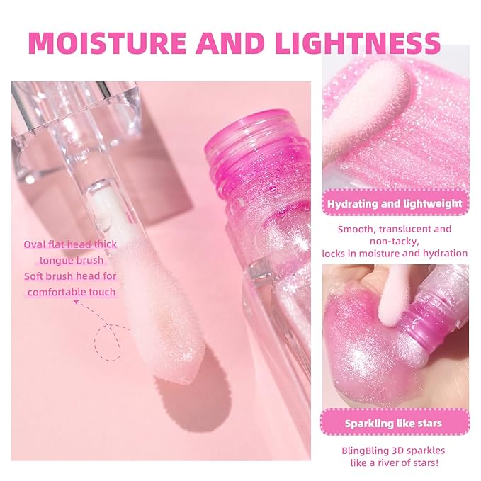 Magic Color Changing Moisturizing Lip Glow Oil + Plumping Lipstick, Hydrating Lip Gloss Balm, Transparent Lip Care, Non-Sticky Fresh Texture Lip Oil (Clear to Pink)