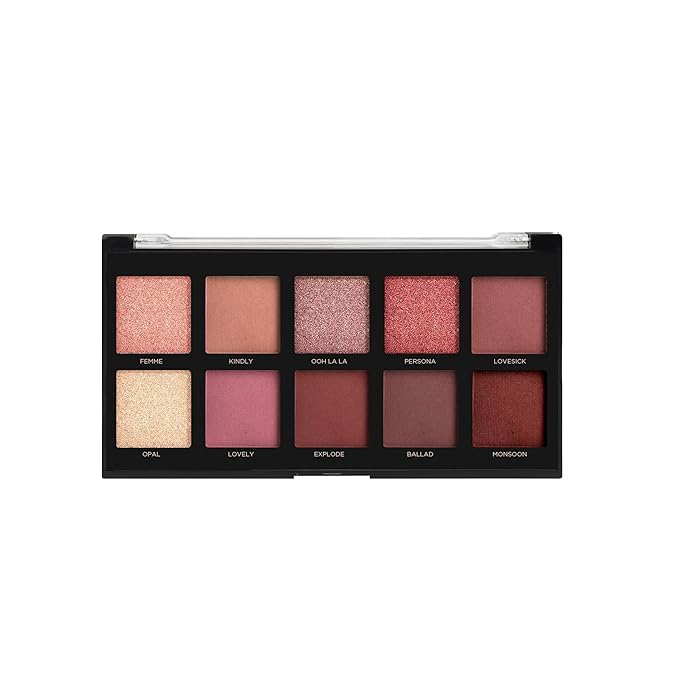 Profusion Cosmetics 10 Shade Eyeshadow Palette - High Pigmented Multi-Finish Colors, Vegan & Cruelty-Free, Create Stunning Looks On-the-Go - Travel-Friendly & Versatile Makeup, Mauve Hues