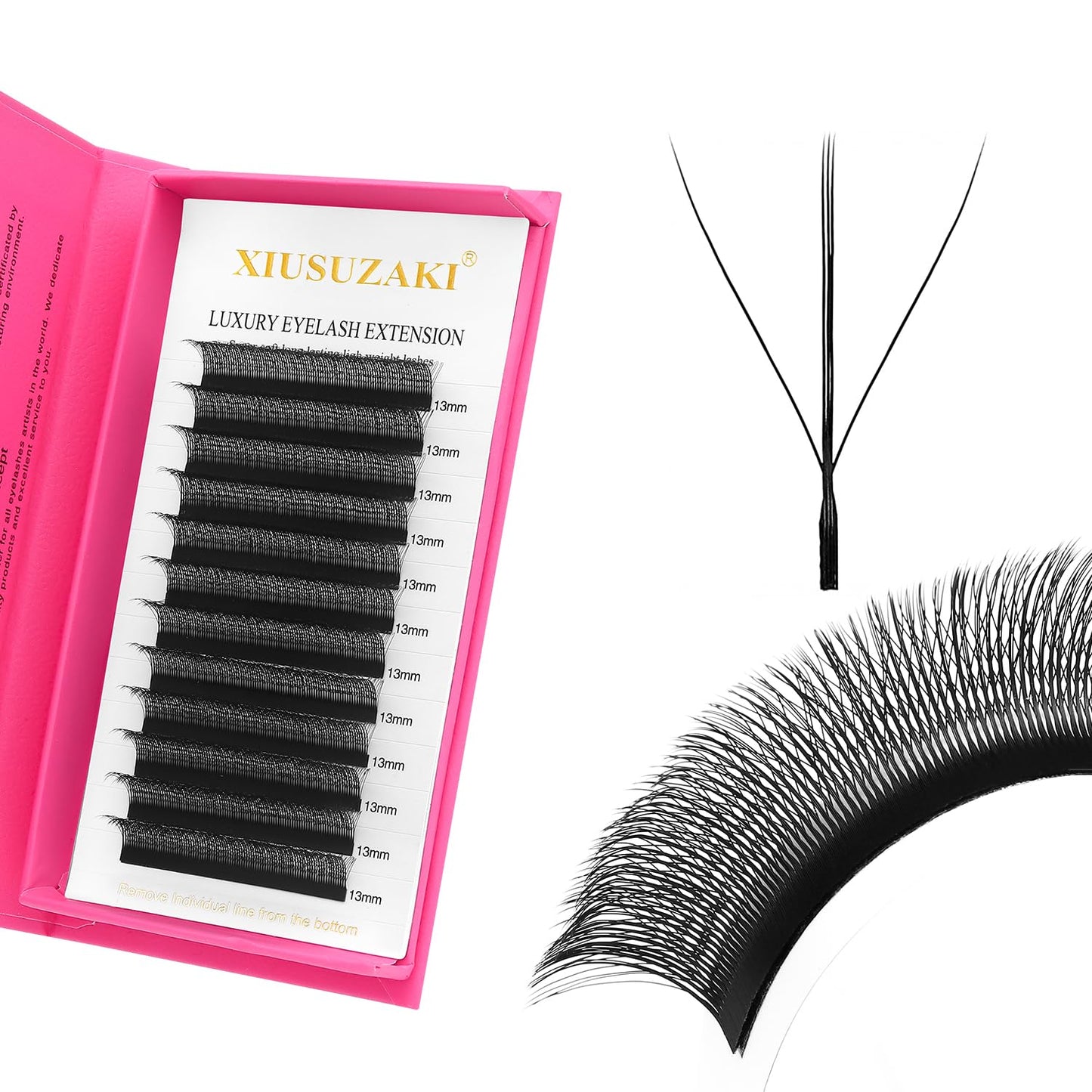 Lash Extensions Three Core Tips 3D Eyelash Extensions W Shape 0.07mm Thickness D Curl 10mm Premade Fans Easy Fan Volume Lashes Matte Black Crisscross(W-3D-Three Core-0.07-D,10mm)