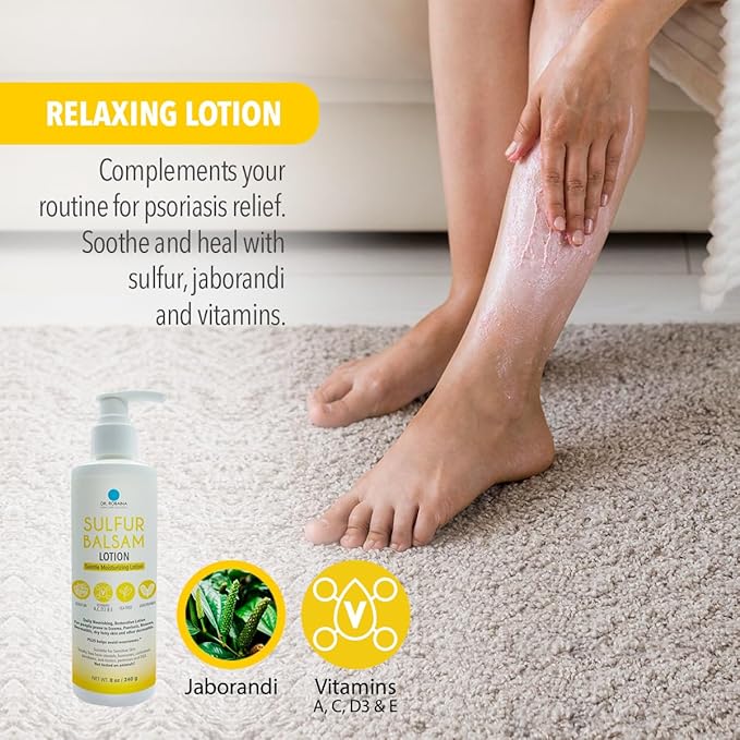 Dr. Robaina Sulfur Balsam Lotion – Lightweight Moisturizer for Dry, Flaky & Itchy Skin – Calms Redness, Supports Skin Barrier & Locks Hydration – Shea Butter & Tea Tree – 8 fl oz, USA Made