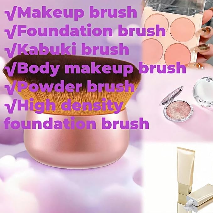 Blend & Blur 75mm Body Kabuki Brush - For Self Tanner, Body Bronzer & Foundation | Face/Back Multitool | Wet/Dry Use (Rose Gold)