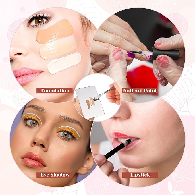 Beauty Spatula, Stainless Steel Makeup Spatula Korean Set Mixing Palette Korean Spatula Set Professional Foundation Cosmetic Palette Nail Art Makeup Tool for Eye Shadow Nail DIY Art