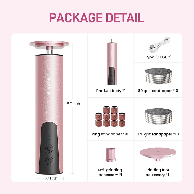 Electric Foot Callus Remover, 2 in 1 | 6 Speed Adjustable Foot File Nail Grinder with Sandpaper Disks, Professional Sander Pedicure Tool for Feet Dead Skin, Self Care Gifts for Women Mom Lover Friends