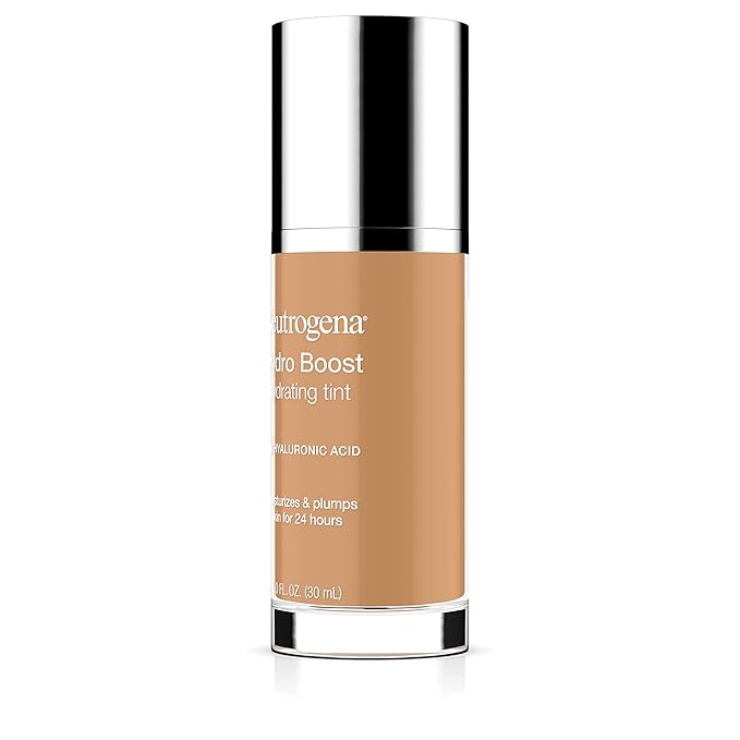 Neutrogena Hydro Boost Hydrating Tint Foundation Makeup for Dry Skin, with Hyaluronic Acid, Lightweight Oil-Free Water Gel, Non-Comedogenic, 85 Honey Color 1.0 fl. oz