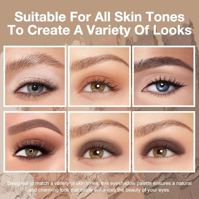 6 Colors Mini Nude Brown Neutral Eye Shadow Palette Makeup for Older Women, Matte Shimmer Eyeshadow Palette Highly Pigmented Waterproof, paleta de sombras de ojos, Vegan & Cruelty-free, 10