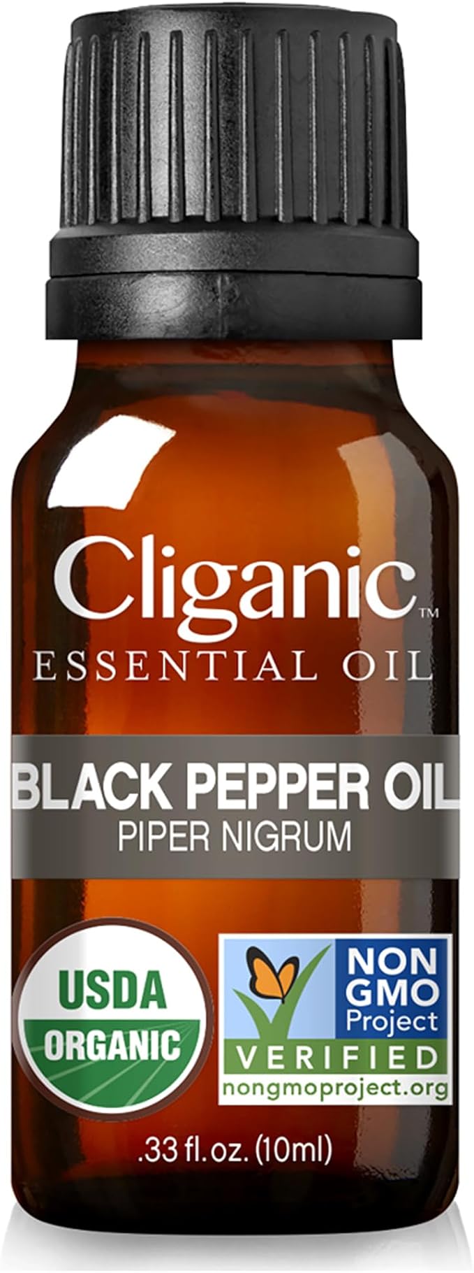 Cliganic Organic Black Pepper Essential Oil, 100% Pure Natural for Aromatherapy | Non-GMO Verified (Packaging May Vary)