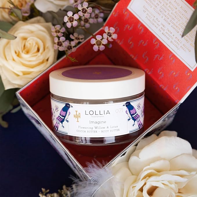 LOLLIA Imagine Body Butter, 5.5 oz. - Flowering Willow & Lotus Fragrance - Shea Butter & Cocoa Butter, Body Lotion for Women, Hydrating & Smooth Body Moisturizer