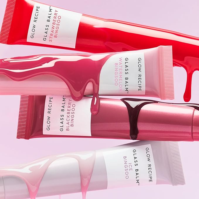 Glow Recipe Glass Balm Lip Treatment - 12Hr Hydrating Lip Balm & Moisturizer with Hyaluronic Acid to Smooth, Plump & Protect from Dryness - Sheer Berry High Shine Tint, Blackberry Bingsoo (15 ml)