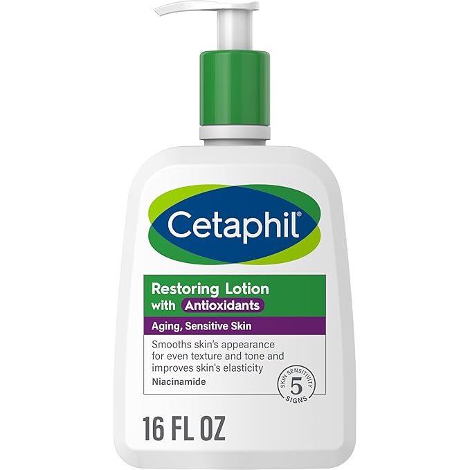 Cetaphil Restoring Body Lotion with Antioxidants for Aging Skin, Great for Neck and Chest Areas, Fragrance and Paraben Free, Suitable for Sensitive Skin 16 oz. Bottle