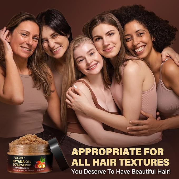 Scalp Scrub, 2-in-1 Scalp Exfoliator & Clarifying Shampoo for Dandruff, Dry, Itchy Scalp & Hair Growth, Batana Oil & Rosemary Scalp Treatment with Scalp Massager for Buildup & Thinning Hair, 10.93 oz