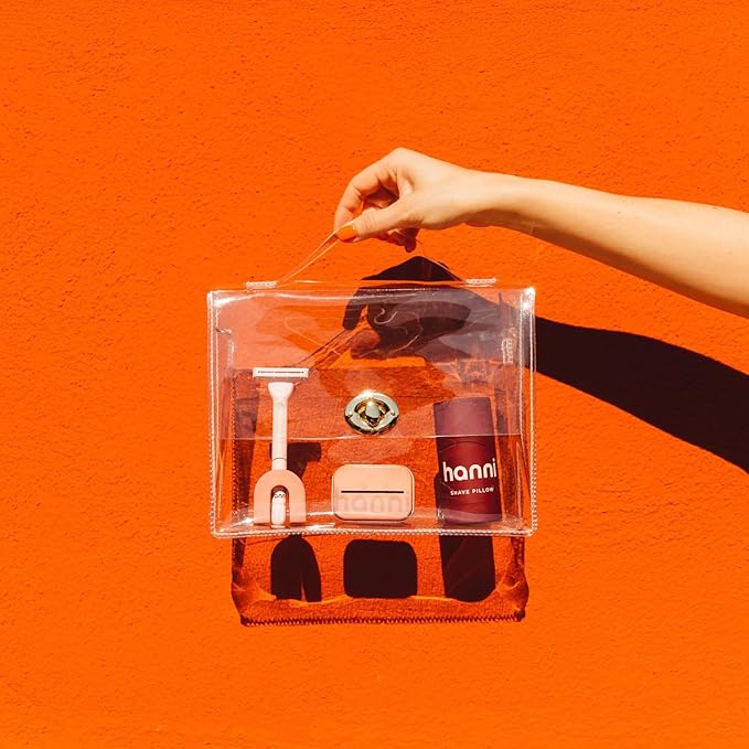 HANNI Shave Starter Set, Saftey Razor with Blades and Shaving Gel, Unisex Grooming Kit for Smooth, Soft Skin, Hair Removal Gift Set for All Skin Types, Blush