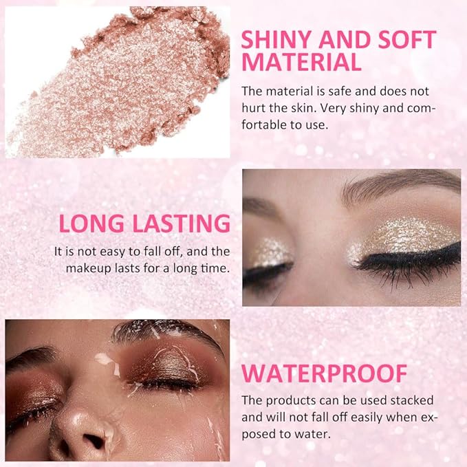 4 Colors Highlight Pink-Purple Eyeshadow Palette, SHANY Cosmetics Shimmer Eyeshadow Palette, Cruelty-Free and Vegan Formula, Glitter Shimmer Eyeshadow for Professional Makeup