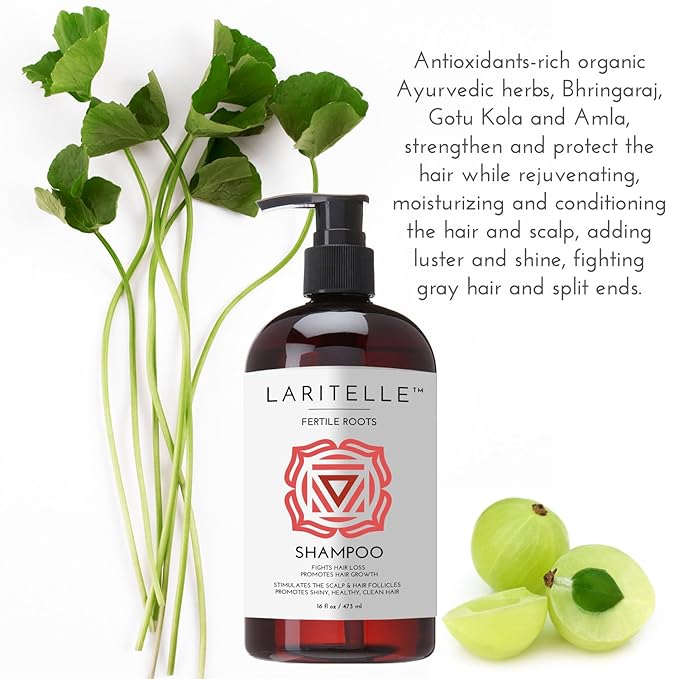 Organic Hair Growth Shampoo 17.5 oz – Fortifying & Strengthening with Ayurvedic Herbs, Lavender, Ginger, Rosemary, Patchouli, Clove – Reduces Shedding, Promotes Growth – Vegan, Made in USA