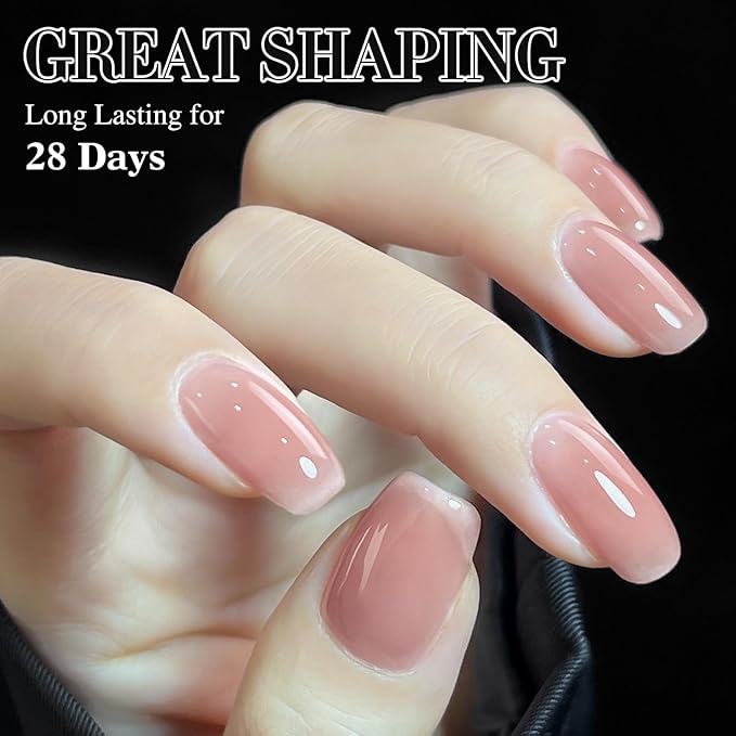 Double Rhythm 0.52Oz Nail Strengthener Rubber Gel Polish Builder in a Bottle for Nail Thickening Extension Hard Structure Glue (Extension Silk Nude)
